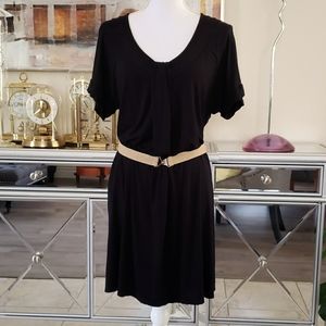 Ella Moss Black Dress & Belt Soft Casual L
